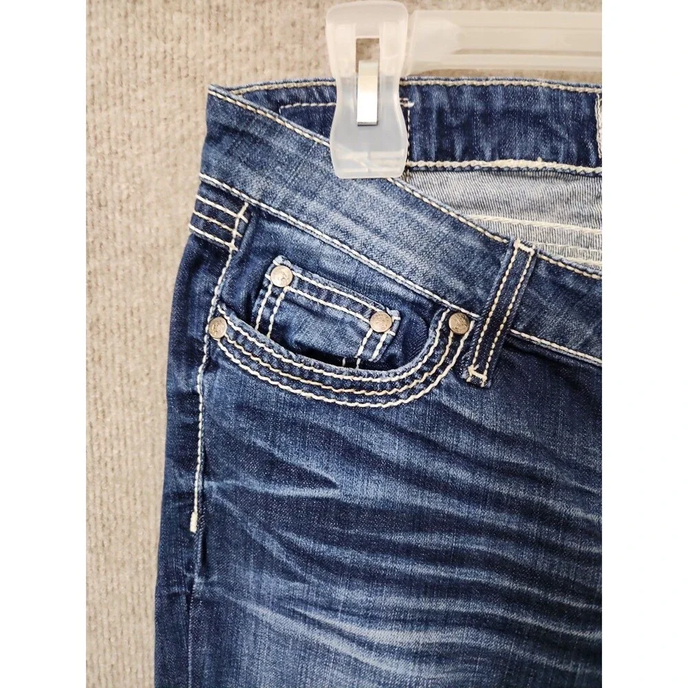 BKE Stella Straight Jeans Womens 29 Blue Medium Wash Low Rise Stretch